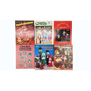 Vintage Crochet Christmas Booklets Lot of 6 Dolls Ornaments Decor Patterns Santa